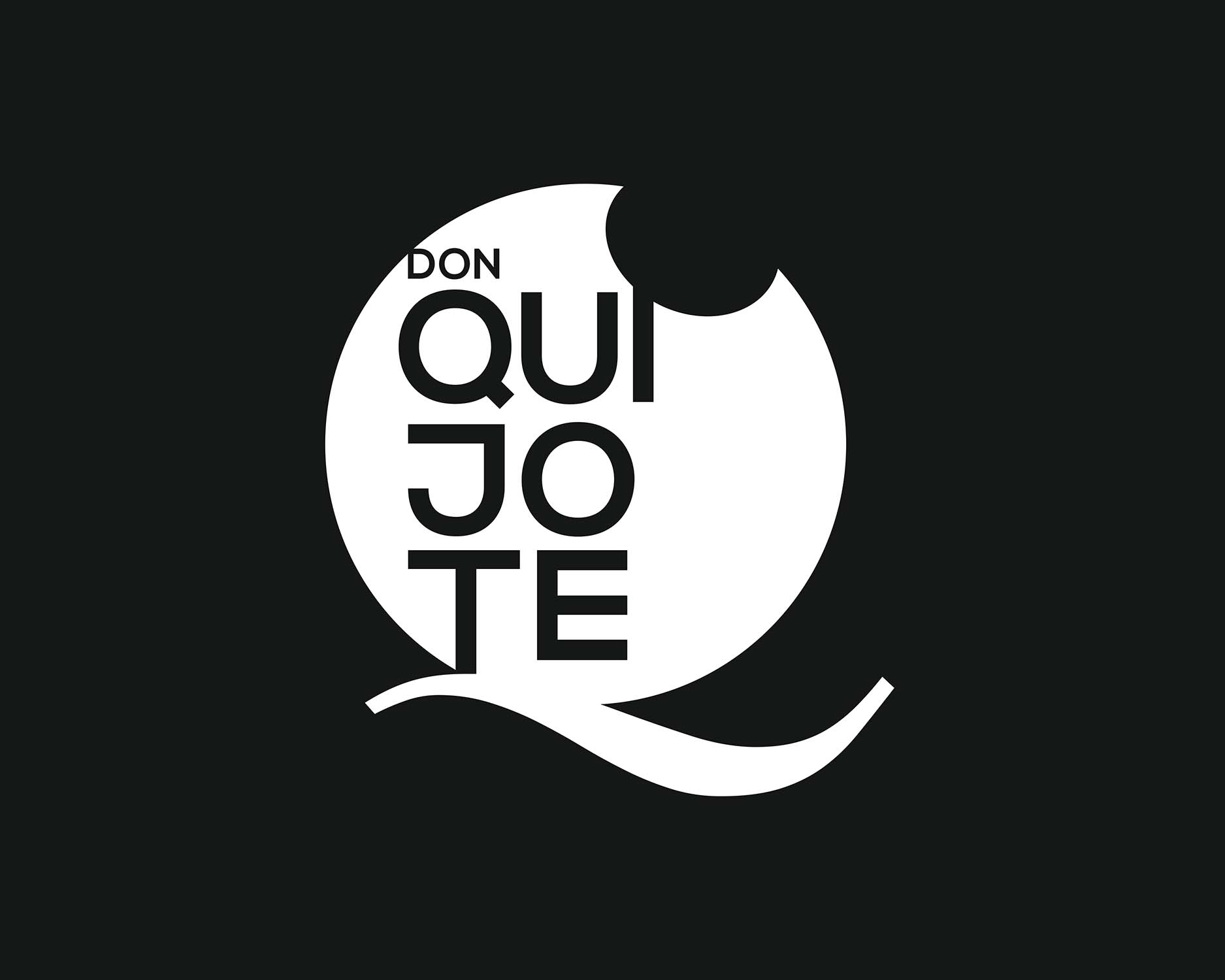Logotipo diseñado para el Restaurante Don Quijote en negativo