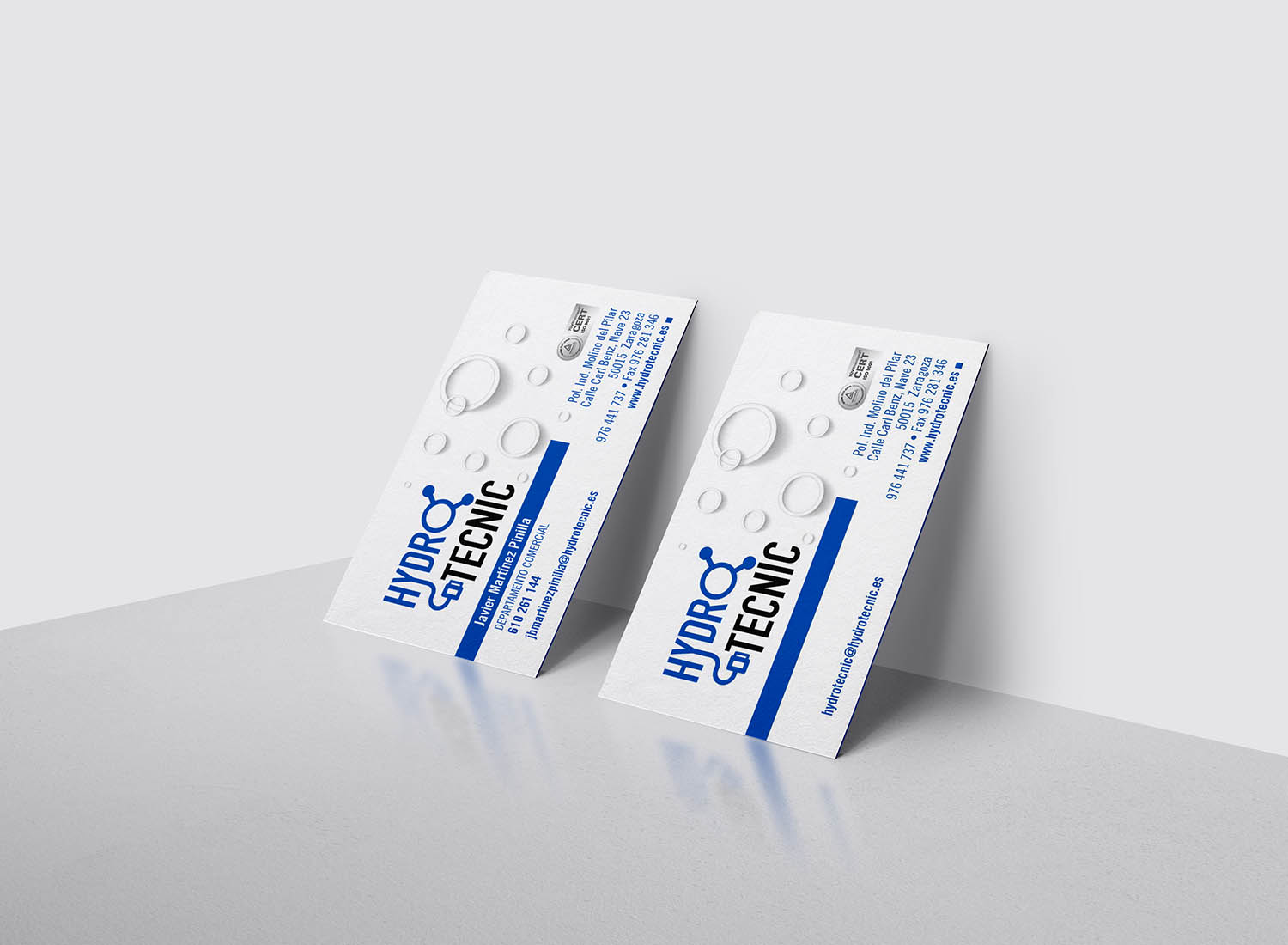 Dos variantes de tarjetas de visita Hydrotecnic