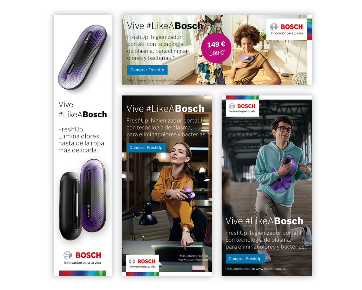 Cuatro originales preparados para la campaña de lanzamiento del FreshUp de Bosch