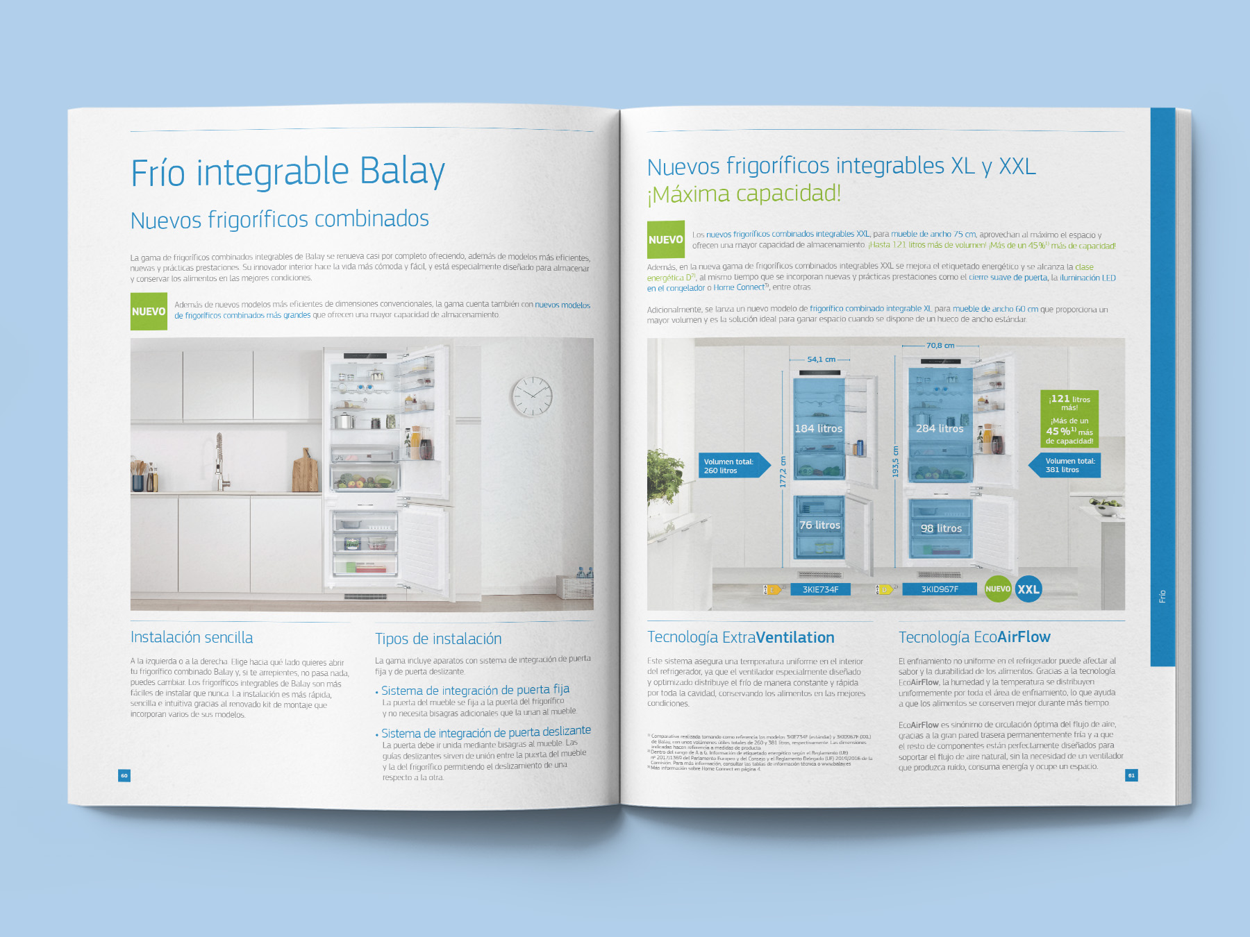 Dos páginas del interior del catálogo impreso de novedades de electrodomésticos Balay, edición septiembre 2023.