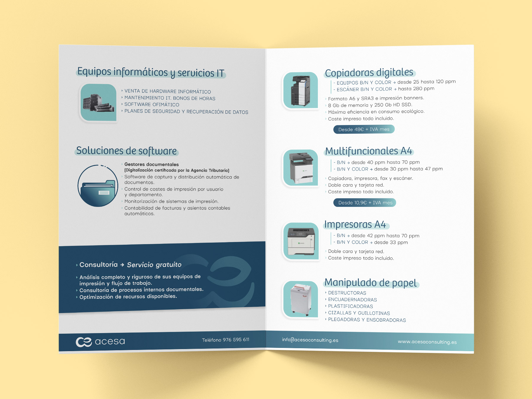 Interior del díptico de Servicios Acesa