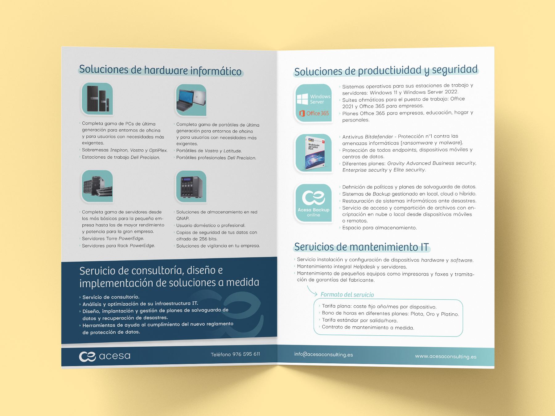 Interior del díptico de Servicios IT Acesa