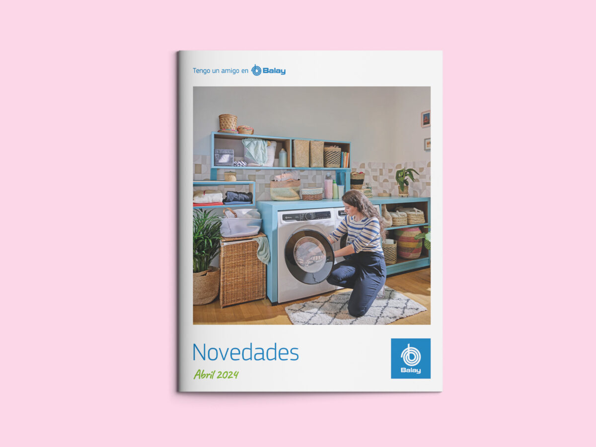 Cubierta del catálogo impreso de novedades de electrodomésticos Balay, edición abril 2024.