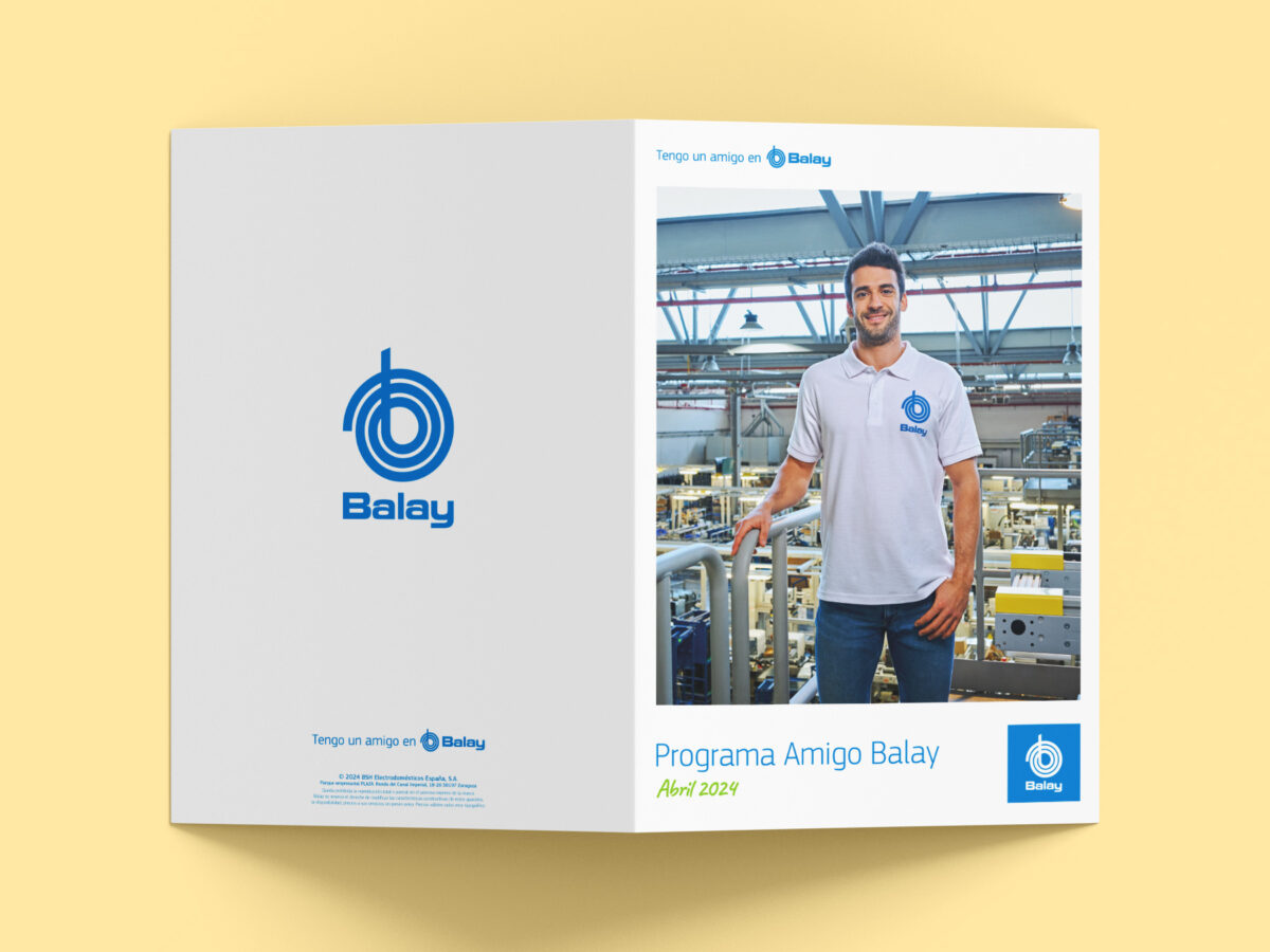 Exterior del díptico Programa Amigo Balay, edición abril 2024.